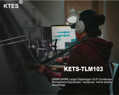 TLM 103 XLR Condenser Microphone Professional Cardioid Studio Mic for Recording Podcasting Voice over Streaming Home Studio