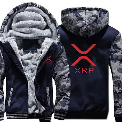Ripple XRP Cryptocurrency Sweatshirts Men Cool Winter Thicken Wool Liner Crypto Hoodies Pullover
