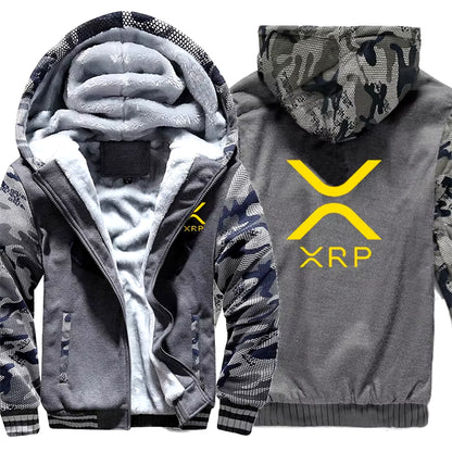 Ripple XRP Cryptocurrency Sweatshirts Men Cool Winter Thicken Wool Liner Crypto Hoodies Pullover