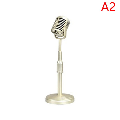 Simulation Classic Retro Dynamic Vocal Microphone Vintage Style Mic Universal Stand for Live Performanc Karaoke Studio Record