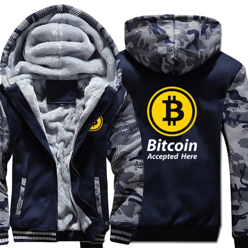 Bitcoin HODL Hoodies Men Cool Coat Thicken Cryptocurrency Sweatshirt Mans Jacket Hoody