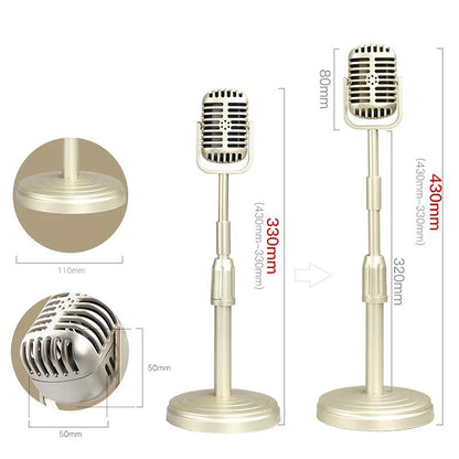 Simulation Classic Retro Dynamic Vocal Microphone Vintage Style Mic Universal Stand for Live Performanc Karaoke Studio Record