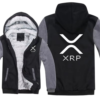 Ripple XRP Cryptocurrency Sweatshirts Men Cool Winter Thicken Wool Liner Crypto Hoodies Pullover