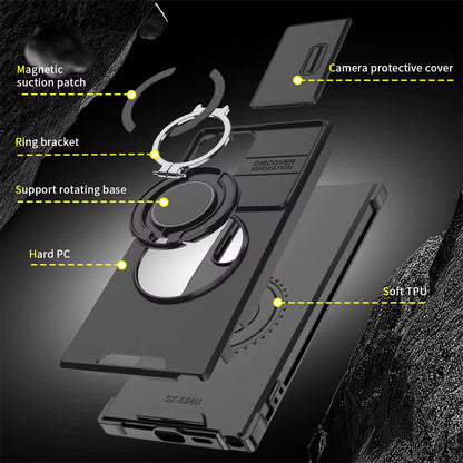 Magnetic Slide Camera Protection Phone Case for Samsung Galaxy S25 Edge, S24, S23 Plus, S21, S22 Ultra, FE, A54, A15, A14, A05, and A05S