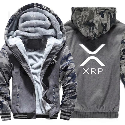 Ripple XRP Cryptocurrency Sweatshirts Men Cool Winter Thicken Wool Liner Crypto Hoodies Pullover