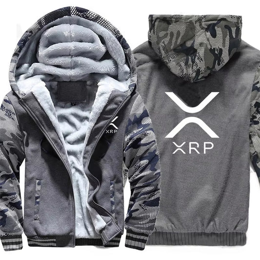 Ripple XRP Cryptocurrency Sweatshirts Men Cool Winter Thicken Wool Liner Crypto Hoodies Pullover