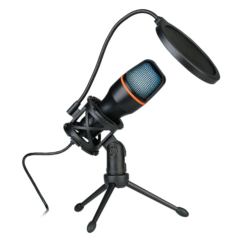 3.5Mm USB/RGB Condenser Wired Microphone for PC Laptop Gaming Podcast Studio Professional Anti-Blowout Desktop Microphone