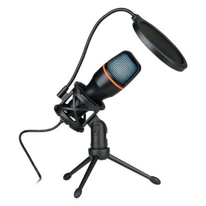 3.5Mm USB/RGB Condenser Wired Microphone for PC Laptop Gaming Podcast Studio Professional Anti-Blowout Desktop Microphone