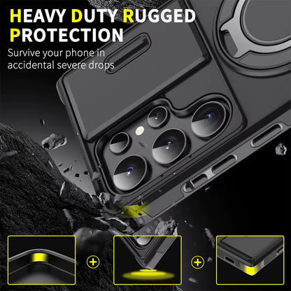 Magnetic Slide Camera Protection Phone Case for Samsung Galaxy S25 Edge, S24, S23 Plus, S21, S22 Ultra, FE, A54, A15, A14, A05, and A05S