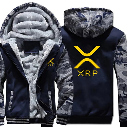 Ripple XRP Cryptocurrency Sweatshirts Men Cool Winter Thicken Wool Liner Crypto Hoodies Pullover