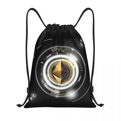 Custom Crypto Coins Altcoin Blockchain Logo Drawstring Bag Women Men Lightweight Bitcoin Ethereum Sports Gym Storage Backpack